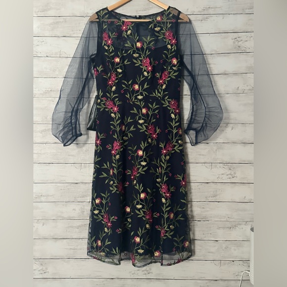 JS Collection Evelyn Illusion Midi Dress Size 6 - Picture 9 of 11